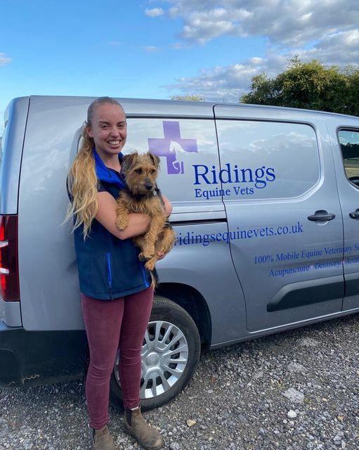 Holly a vet at Ridings with her dog Nellie